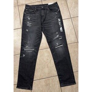 American Eagle Jeans Mens 33x32 Black Airflex Athletic Fit Distressed Mallcore